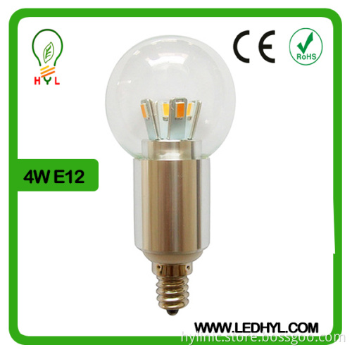 Factory price Aluminum housing 4W warm white led candle bulb e12 in Shenzhen